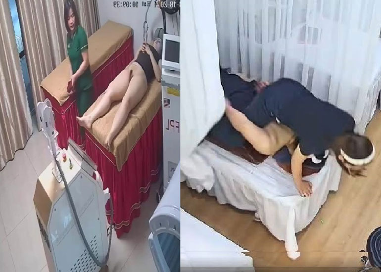 Full Clip Hot 18+ Hack Cam Tiệm Spa Em Nhân Viên Tẩy Lông Bím Cho Khách